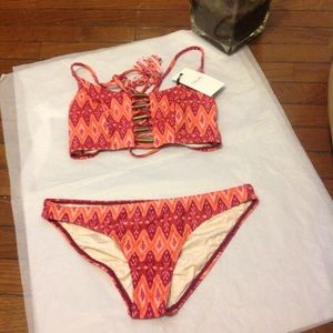 Cleobella Ikat long line bikini top and bottom Med